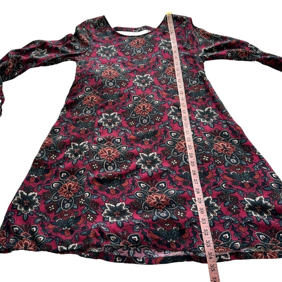 Abercrombie & Fitch Sz S Maroon Floral Paisley Long Sleeve Tunic Shift Dress - Picture 12 of 12
